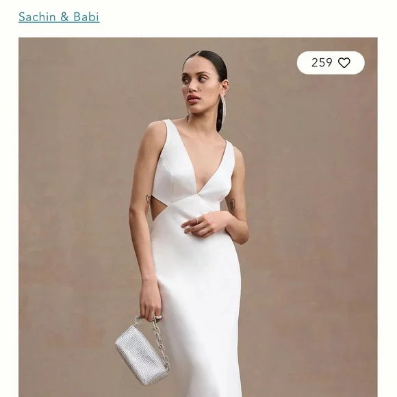 Bhldn Dresses | Sachin & Babi Sierra V-Neck Cutout Satin Midi Dress | Color: White | Size: 12 | Devanx's Closet